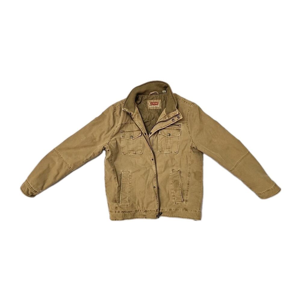 VINTAGE 90s Levi's' Brown Quilt Lined Windbreaker Coat SZ XL POCKETS ZIP JACKET